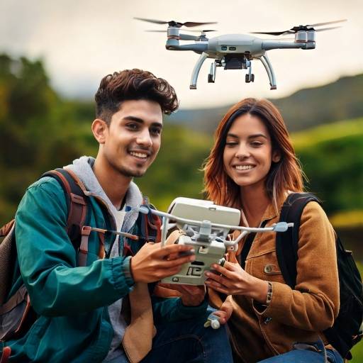 College Students operating an Unmanned Aerial Vehicle generated by AI